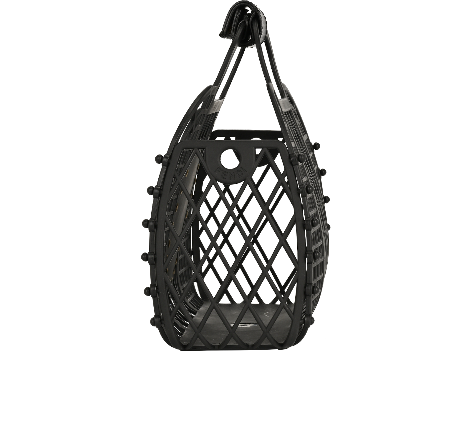 Small Plastic Basket Bag, &pound;450, Handbags, Black/Tan, Leather/Plastic, Bottom view